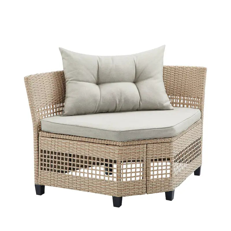 Corvus Fife 4-piece Outdoor Wicker Sectional Set with Round Glass Table