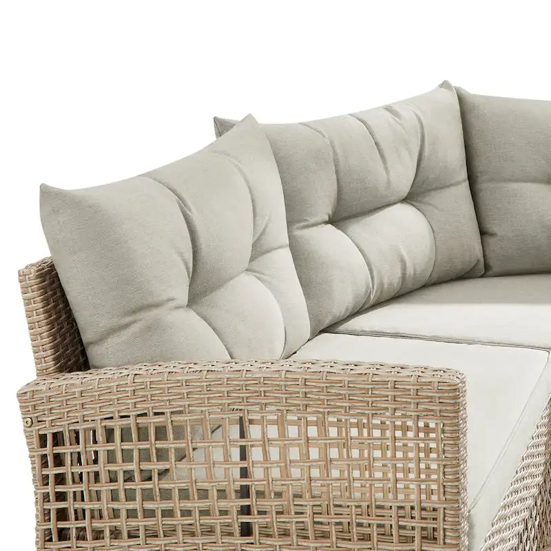 Corvus Fife 4-piece Outdoor Wicker Sectional Set with Round Glass Table