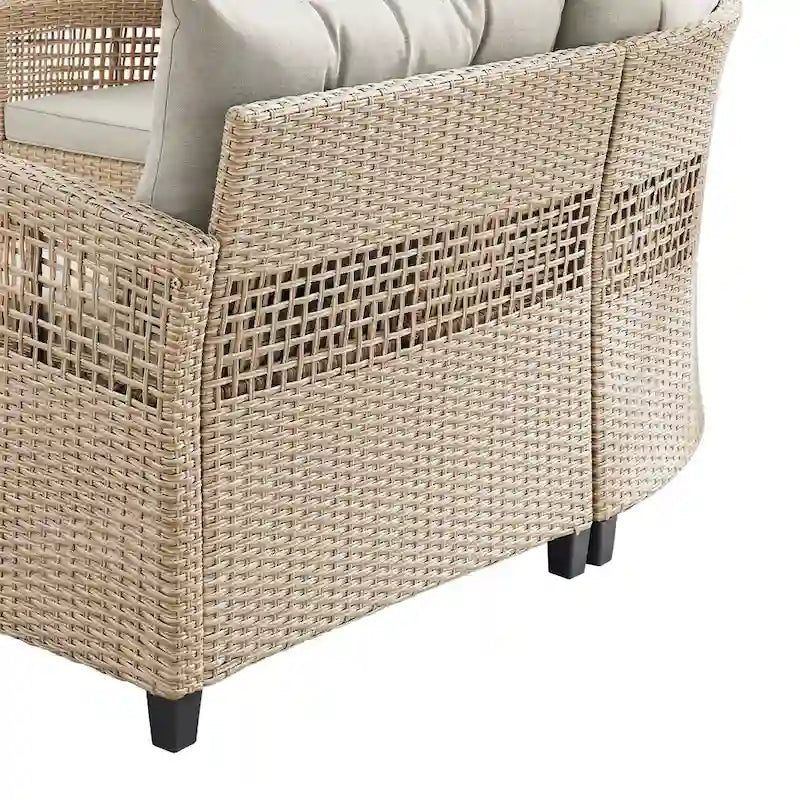 Corvus Fife 4-piece Outdoor Wicker Sectional Set with Round Glass Table