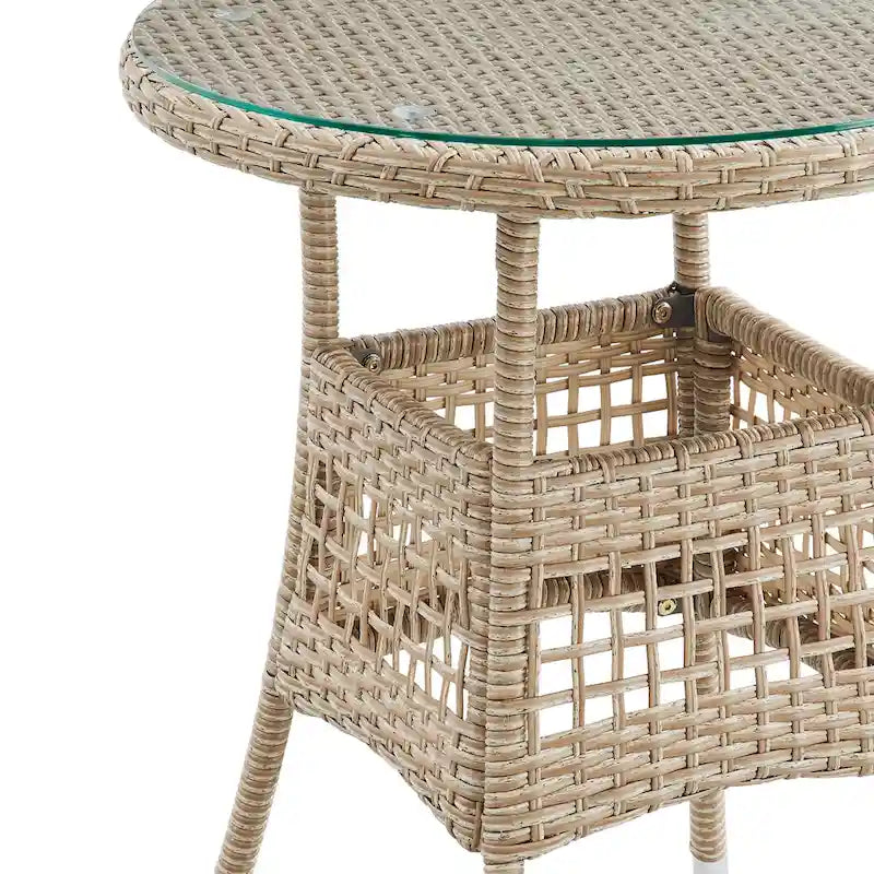 Corvus Fife 4-piece Outdoor Wicker Sectional Set with Round Glass Table