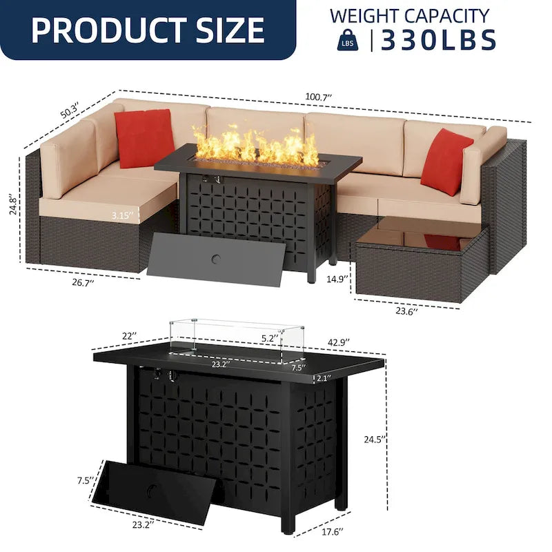 7 Piece Sectional Seating Group With Cushions