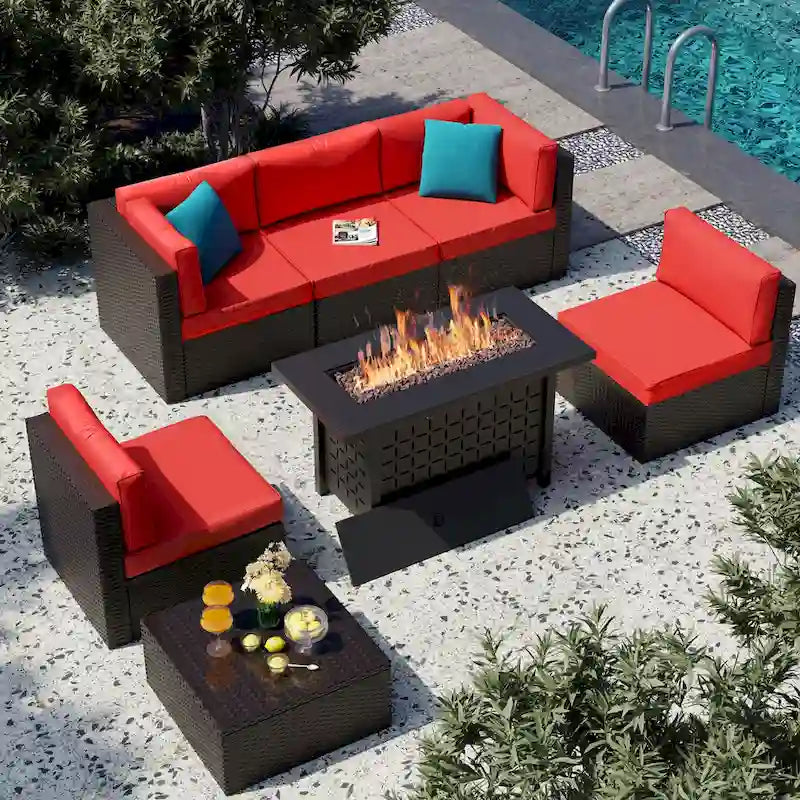 7 Piece Sectional Seating Group With Cushions