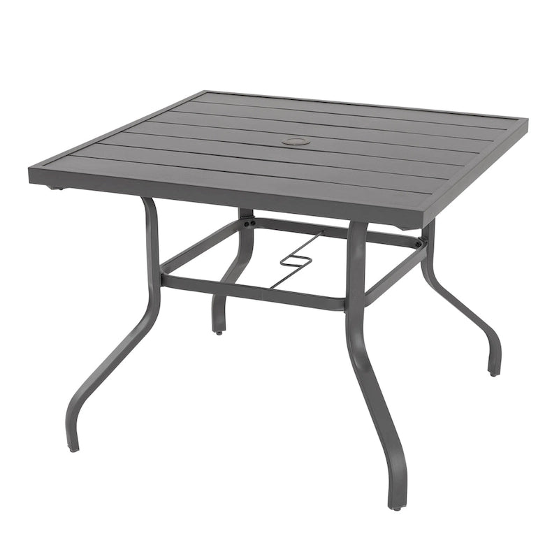 5-Piece Patio Swivel Textilene Metal Dining Set with Umbrella Hole