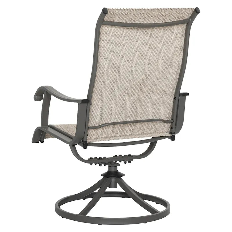 5-Piece Patio Swivel Textilene Metal Dining Set with Umbrella Hole