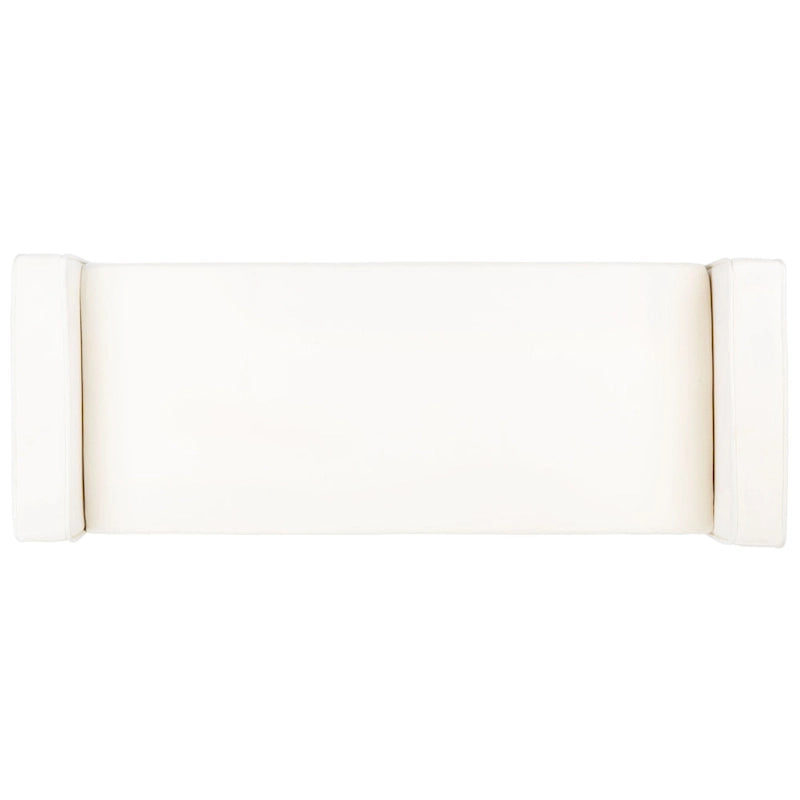 49" Mid-Century Upholstered Bench with Armrests - Cream, Light Brown, Navy for 2