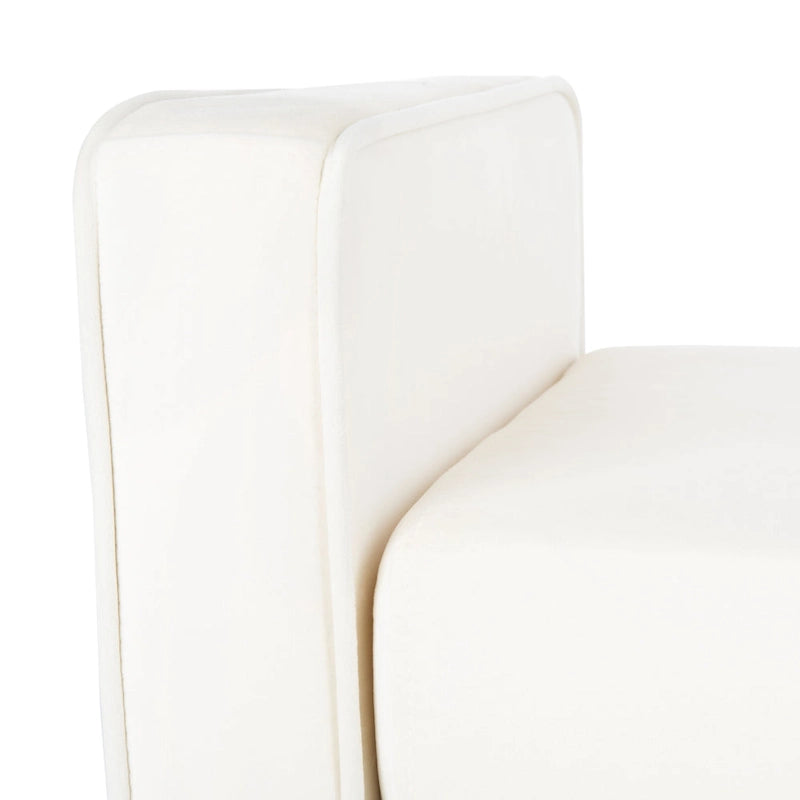 49" Mid-Century Upholstered Bench with Armrests - Cream, Light Brown, Navy for 2