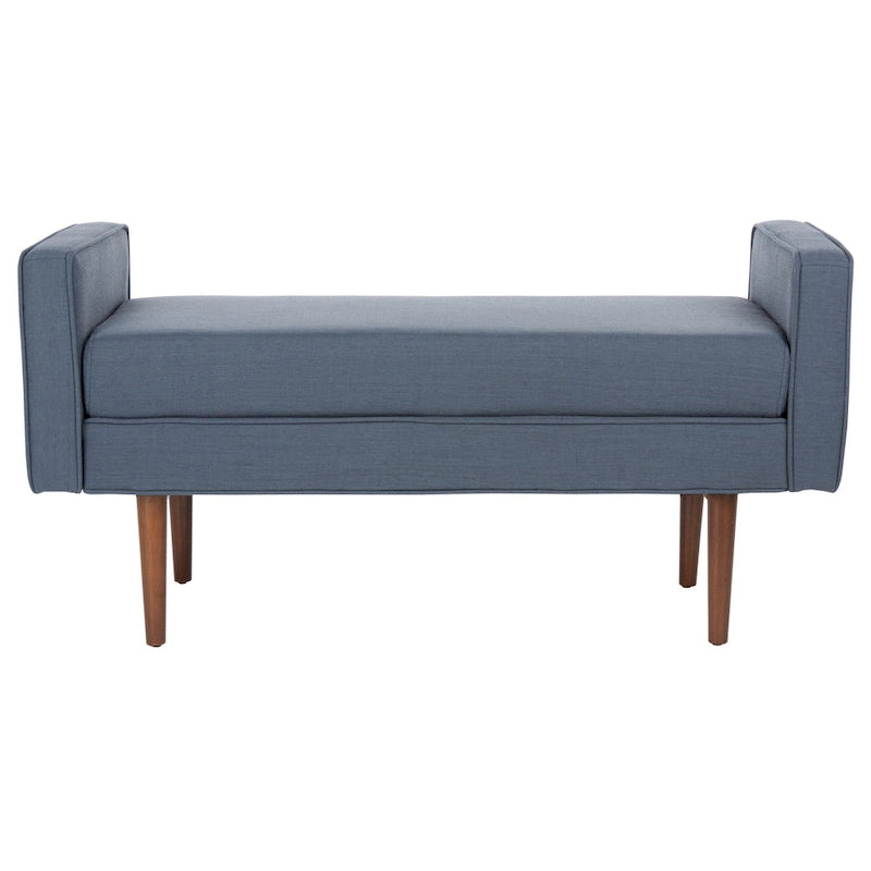 49" Mid-Century Upholstered Bench with Armrests - Cream, Light Brown, Navy for 2