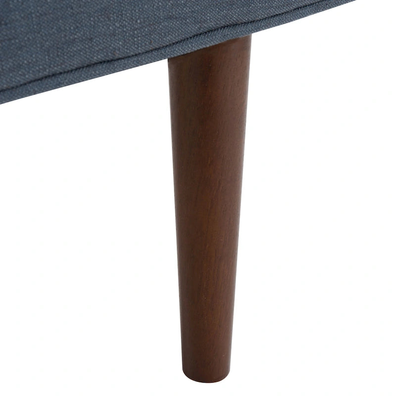 49" Mid-Century Upholstered Bench with Armrests - Cream, Light Brown, Navy for 2