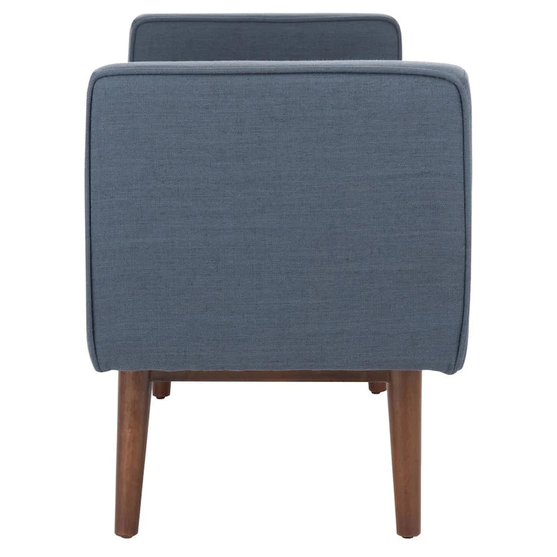 49" Mid-Century Upholstered Bench with Armrests - Cream, Light Brown, Navy for 2