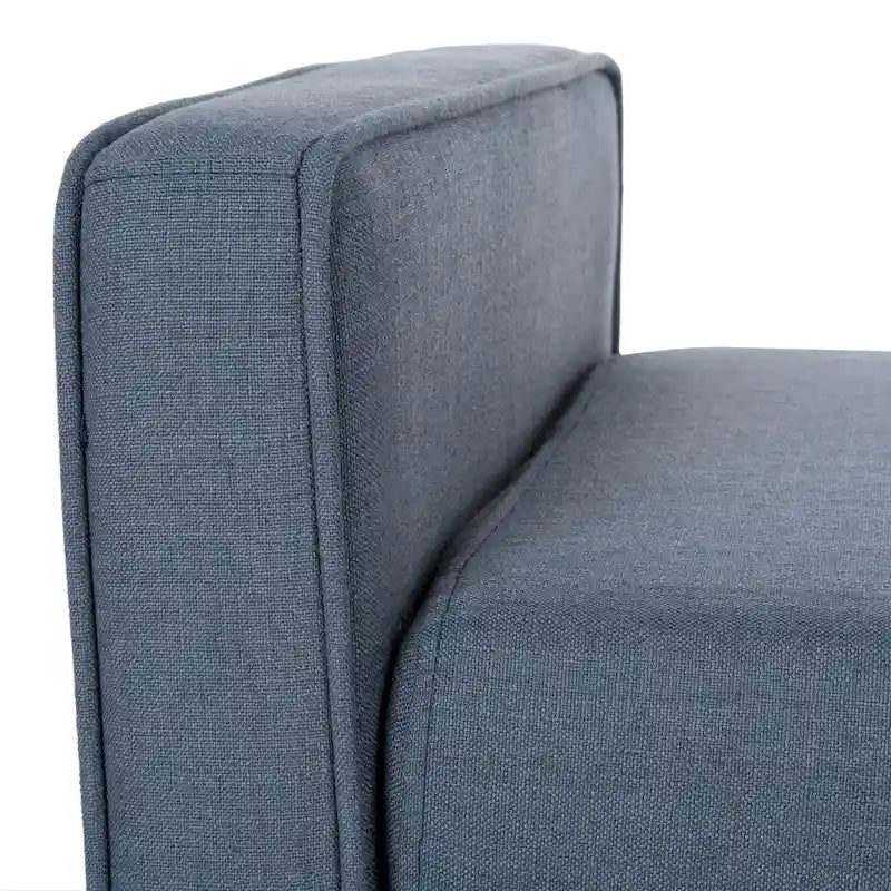 49" Mid-Century Upholstered Bench with Armrests - Cream, Light Brown, Navy for 2