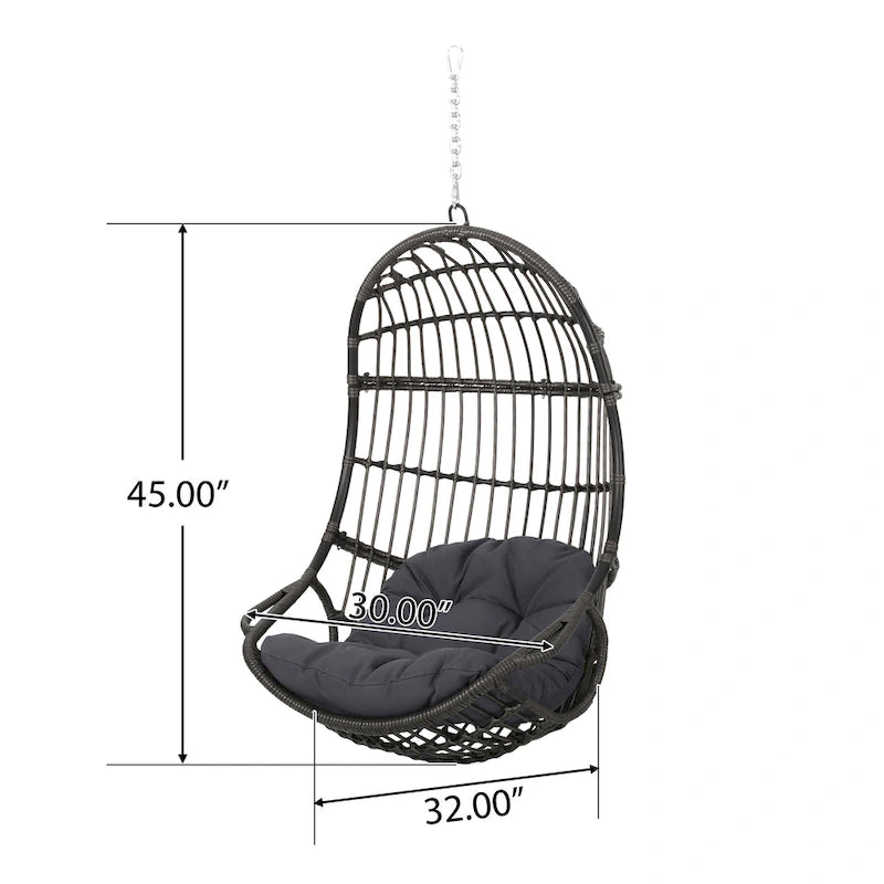 Crumpton Wicker Outdoor Hanging Basket Chair with Cushions by Christopher Knight Home