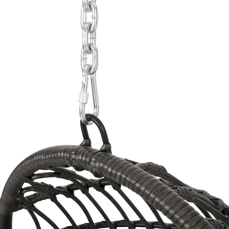 Crumpton Wicker Outdoor Hanging Basket Chair with Cushions by Christopher Knight Home