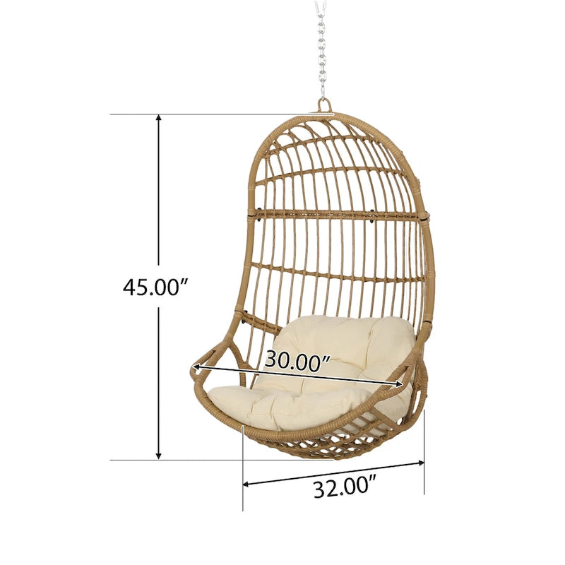 Crumpton Wicker Outdoor Hanging Basket Chair with Cushions by Christopher Knight Home
