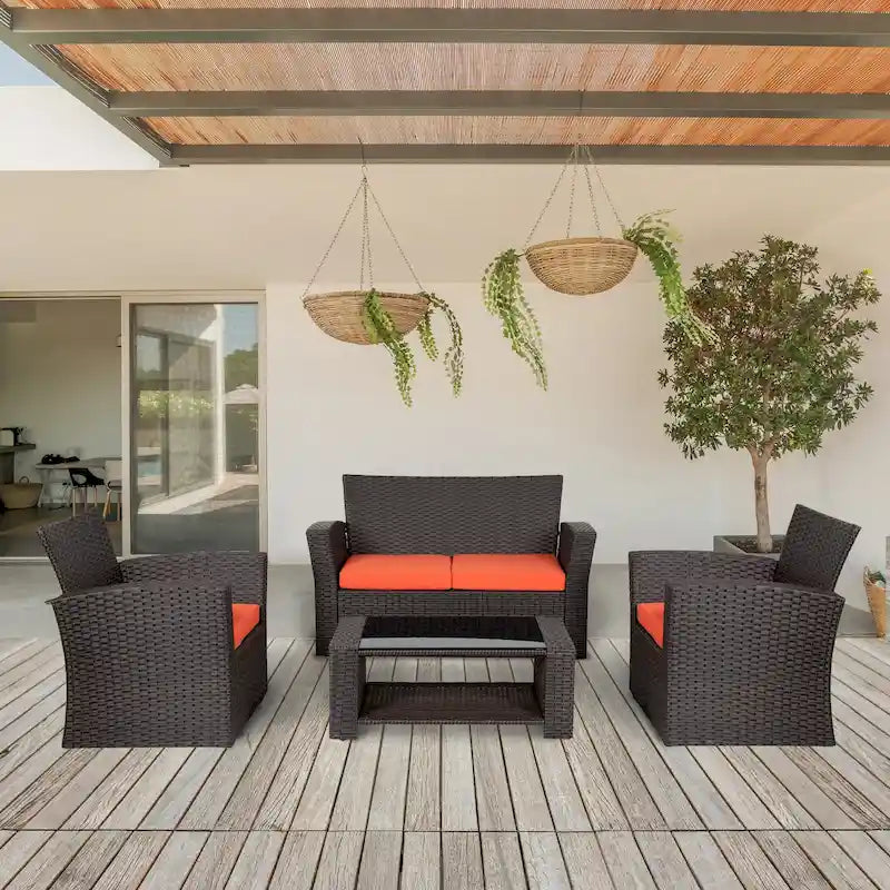 Grandview Outdoor Chocolate 4-piece Patio Conversation Set