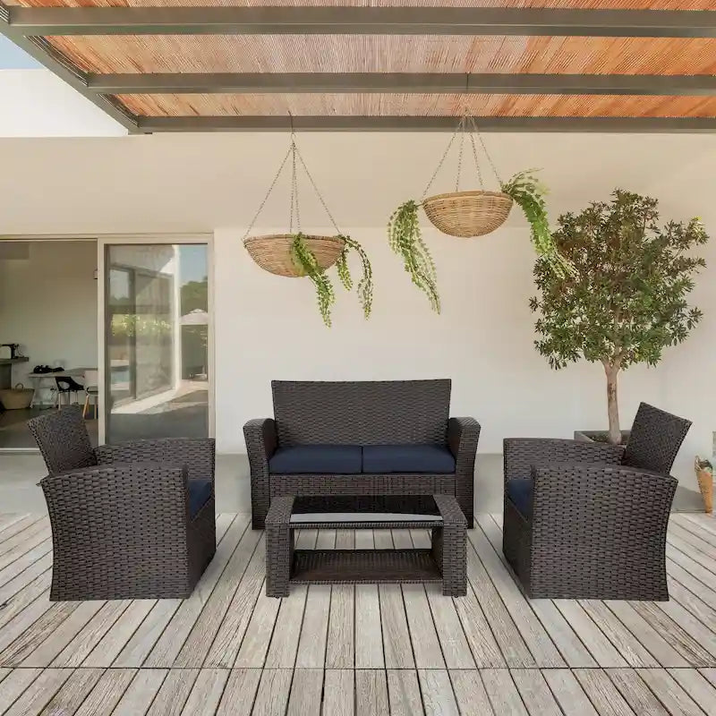 Grandview Outdoor Chocolate 4-piece Patio Conversation Set