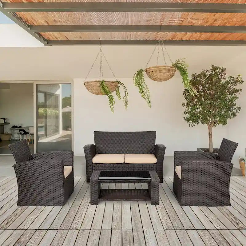 Grandview Outdoor Chocolate 4-piece Patio Conversation Set