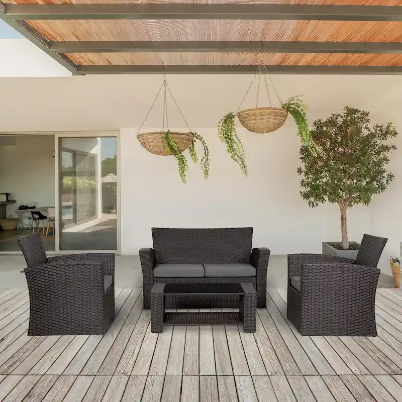 Grandview Outdoor Chocolate 4-piece Patio Conversation Set
