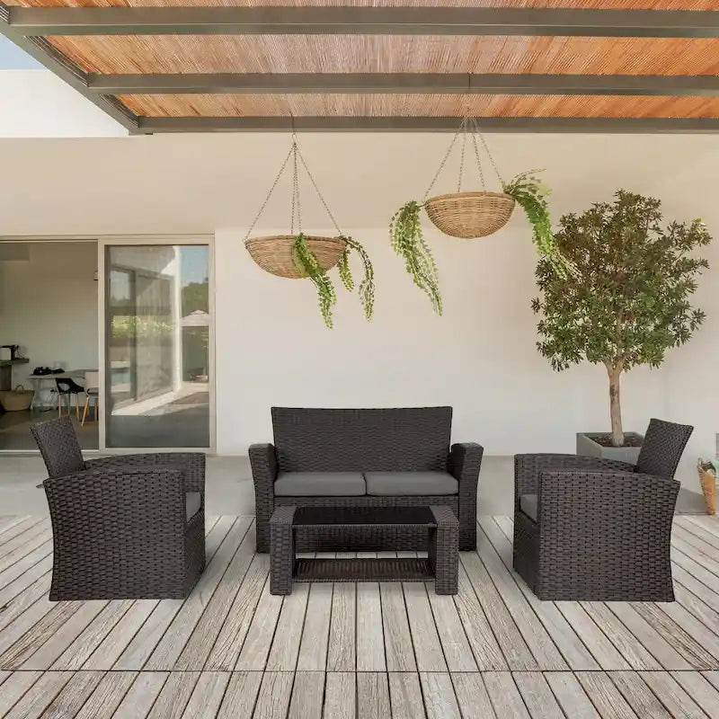 Grandview Outdoor Chocolate 4-piece Patio Conversation Set