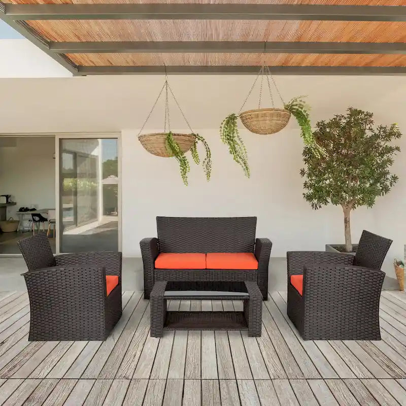 Grandview Outdoor Chocolate 4-piece Patio Conversation Set