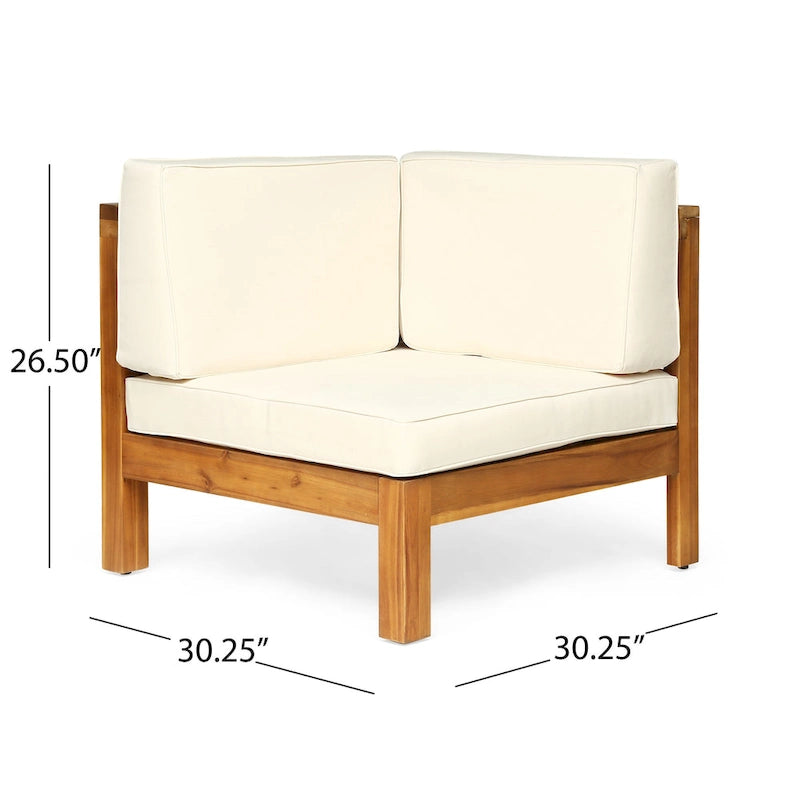 Malawi Outdoor 12-Piece U-Shaped Acacia Wood Sectional Sofa Set with Fire Pit by Christopher Knight Home
