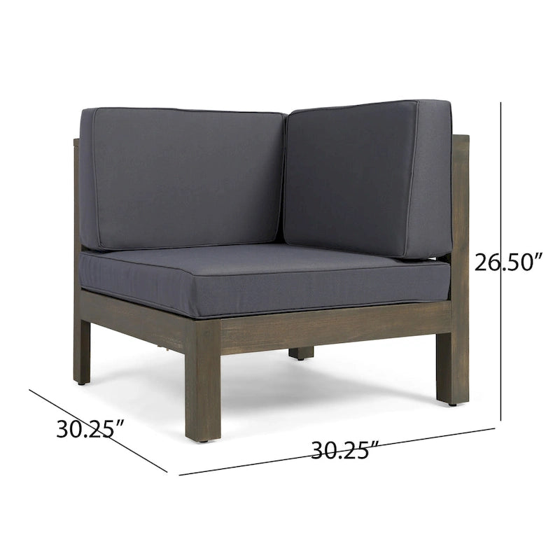 Malawi Outdoor 12-Piece U-Shaped Acacia Wood Sectional Sofa Set with Fire Pit by Christopher Knight Home