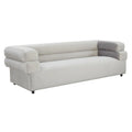 98" Upholstered Sofa with Stacked Arms - Light Grey, Cream, Cream Vegan Shearling