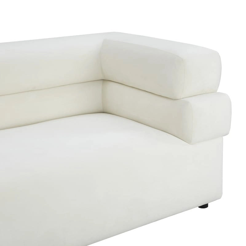 98" Upholstered Sofa with Stacked Arms - Light Grey, Cream, Cream Vegan Shearling