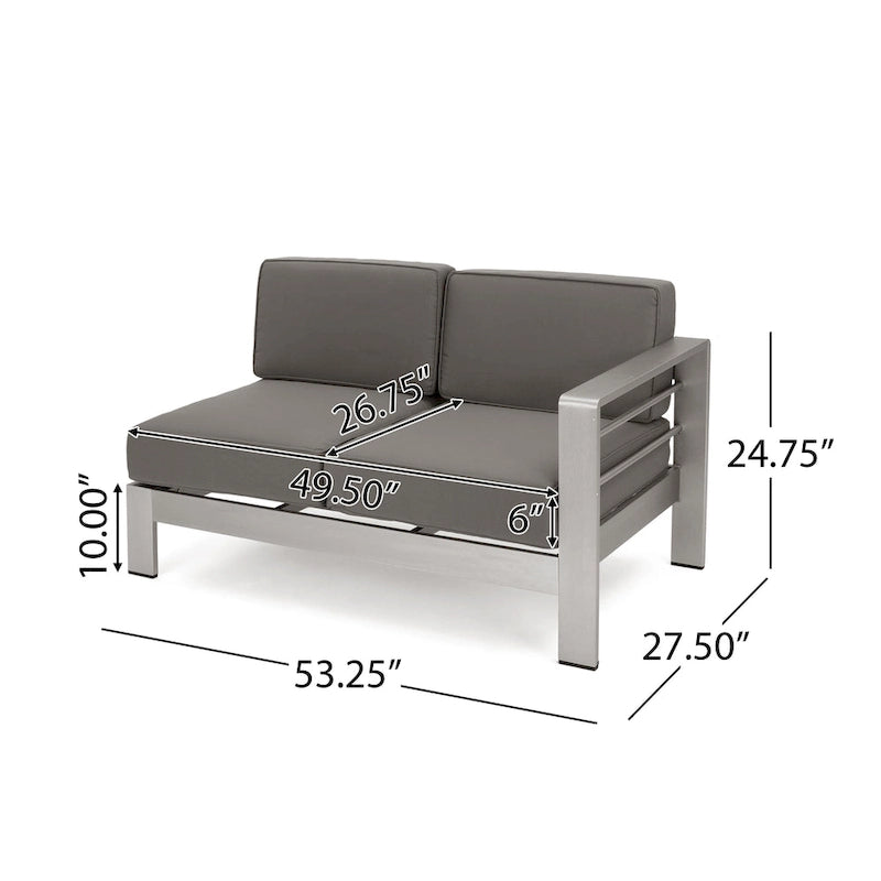 Cape Coral Outdoor 5 Seater Aluminum Chat Set with Fire Pit by Christopher Knight Home