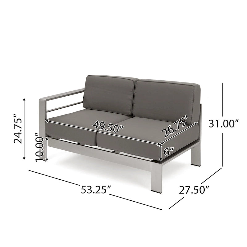 Cape Coral Outdoor 5 Seater Aluminum Chat Set with Fire Pit by Christopher Knight Home