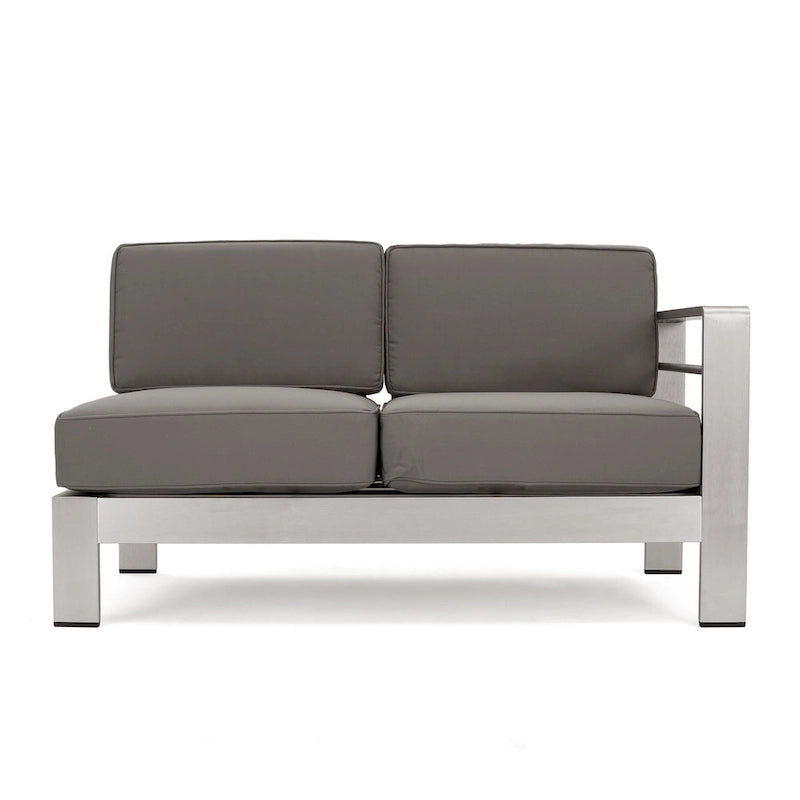 Cape Coral Outdoor 5 Seater Aluminum Chat Set with Fire Pit by Christopher Knight Home