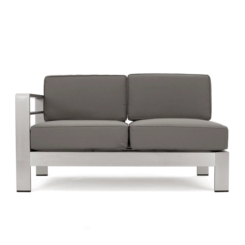 Cape Coral Outdoor 5 Seater Aluminum Chat Set with Fire Pit by Christopher Knight Home