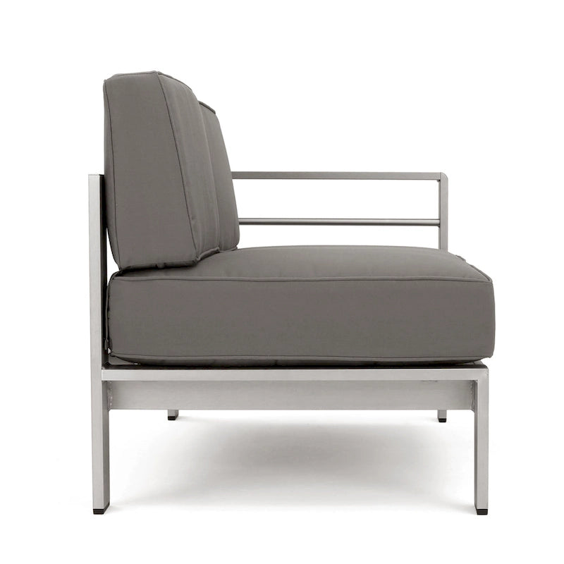 Cape Coral Outdoor 5 Seater Aluminum Chat Set with Fire Pit by Christopher Knight Home