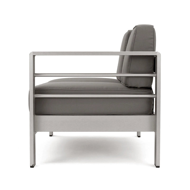 Cape Coral Outdoor 5 Seater Aluminum Chat Set with Fire Pit by Christopher Knight Home