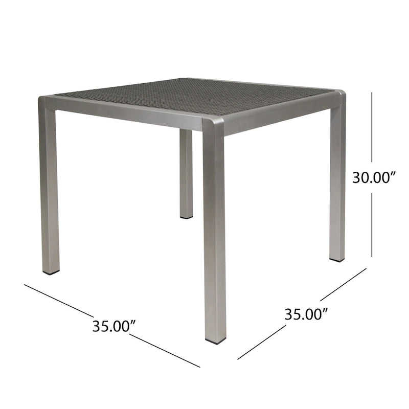 Cape Coral Outdoor Modern 4 Seater Aluminum Dining Set with Wicker Table Top by Christopher Knight Home