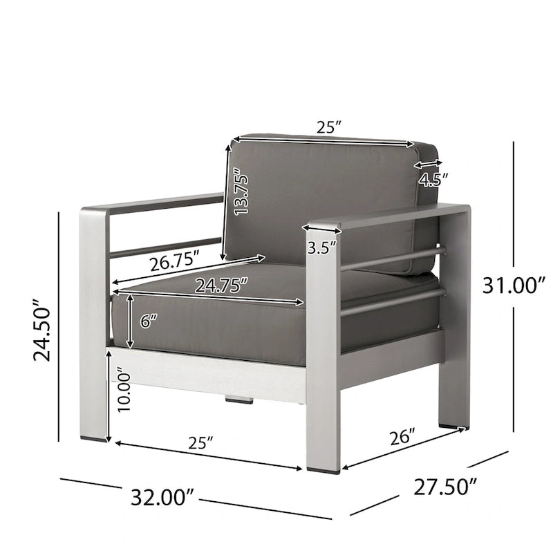Cape Coral Outdoor 16 Piece Aluminum Estate Collection with Cushions and Fire Pit by Christopher Knight Home