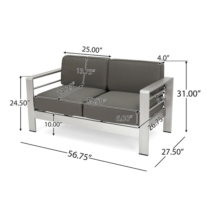 Cape Coral Outdoor 16 Piece Aluminum Estate Collection with Cushions and Fire Pit by Christopher Knight Home