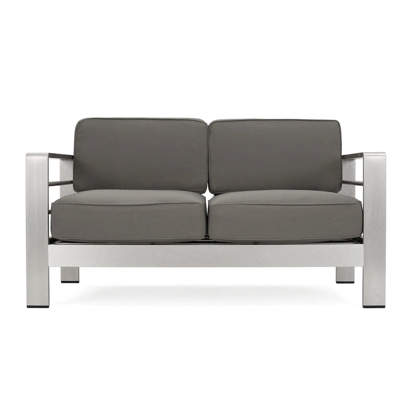 Cape Coral Outdoor 16 Piece Aluminum Estate Collection with Cushions and Fire Pit by Christopher Knight Home