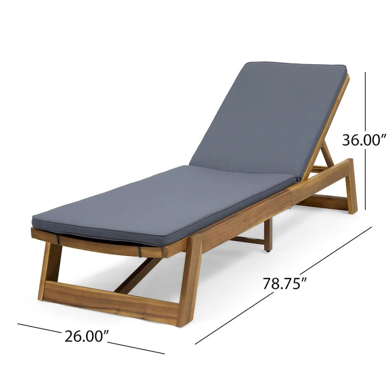 Kyoto Outdoor Acacia Wood 3 Piece Chaise Lounge Set with Water-Resistant Cushions by Christopher Knight Home