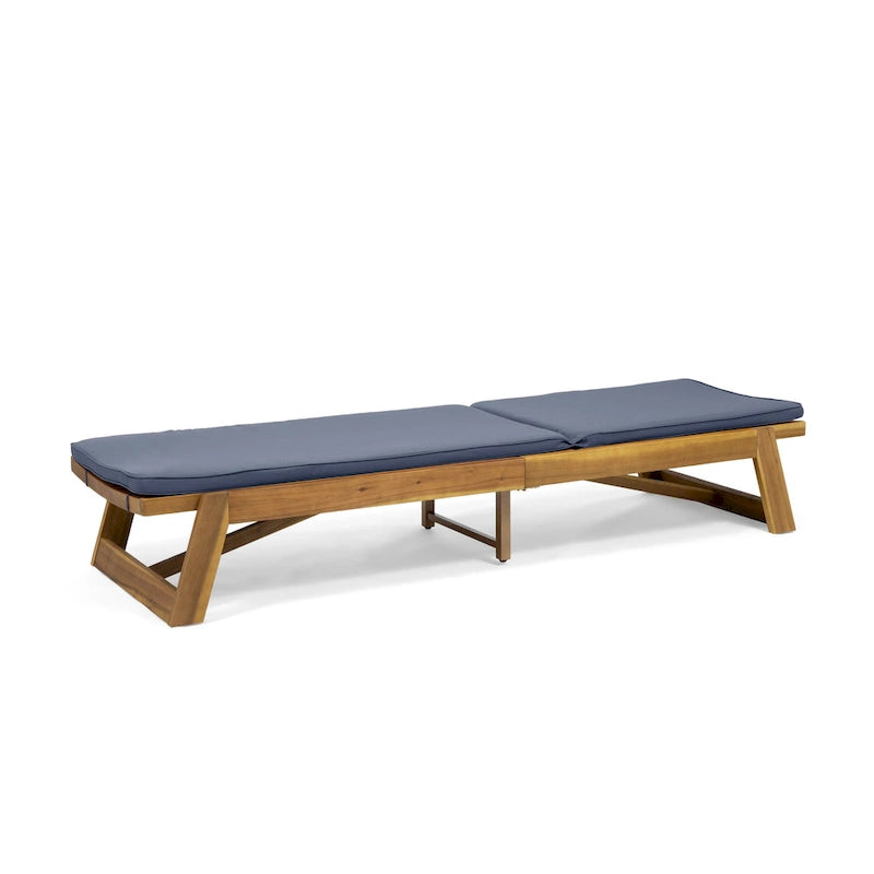 Kyoto Outdoor Acacia Wood 3 Piece Chaise Lounge Set with Water-Resistant Cushions by Christopher Knight Home