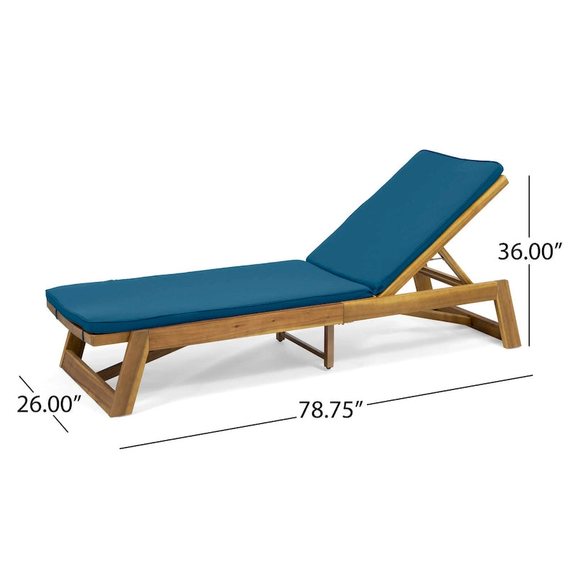 Kyoto Outdoor Acacia Wood 3 Piece Chaise Lounge Set with Water-Resistant Cushions by Christopher Knight Home