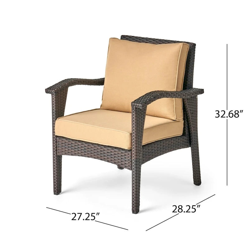 Kalo Outdoor 4 Seater Wicker Chat Set with Fire Pit by Christopher Knight Home