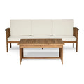 Carolina Outdoor Acacia Sofa and Coffee Table Set by Christopher Knight Home
