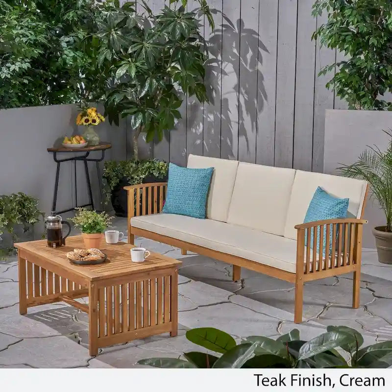 Carolina Outdoor Acacia Sofa and Coffee Table Set by Christopher Knight Home