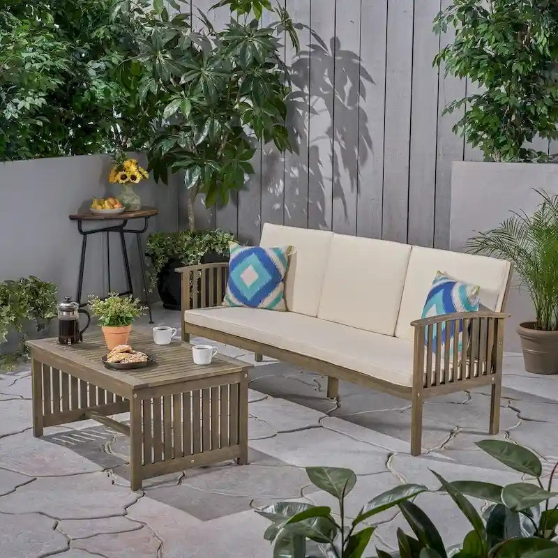 Carolina Outdoor Acacia Sofa and Coffee Table Set by Christopher Knight Home