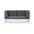 Brava Outdoor 2-Seater Sectional Acacia Wood Loveseat Set With Water-Resistant Cushions by Christopher Knight Home