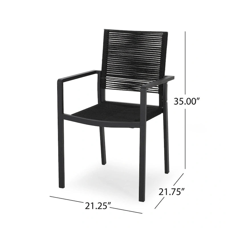 Lillian Outdoor Modern Aluminum Dining Chair with Rope Seat (Set of 2) by Christopher Knight Home