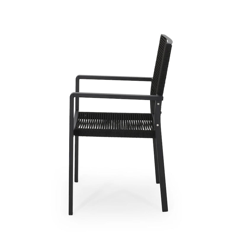 Lillian Outdoor Modern Aluminum Dining Chair with Rope Seat (Set of 2) by Christopher Knight Home