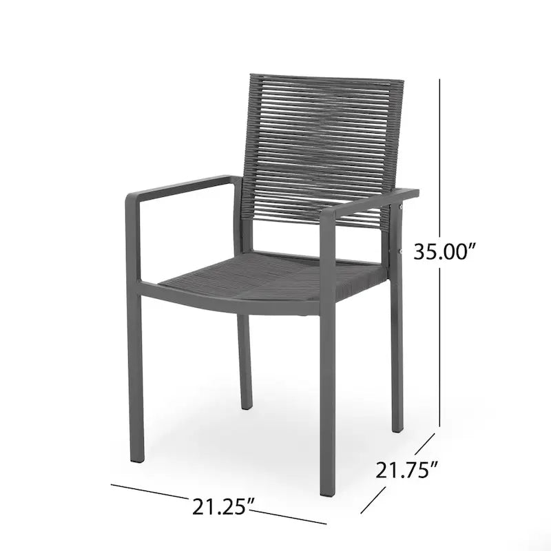 Lillian Outdoor Modern Aluminum Dining Chair with Rope Seat (Set of 2) by Christopher Knight Home