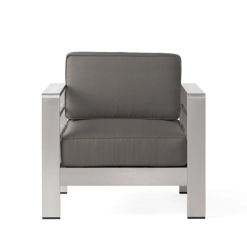 Cape Coral Outdoor 4 Seater Aluminum Club Chair and Table Set by Christopher Knight Home