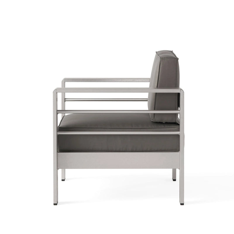 Cape Coral Outdoor 4 Seater Aluminum Club Chair and Table Set by Christopher Knight Home